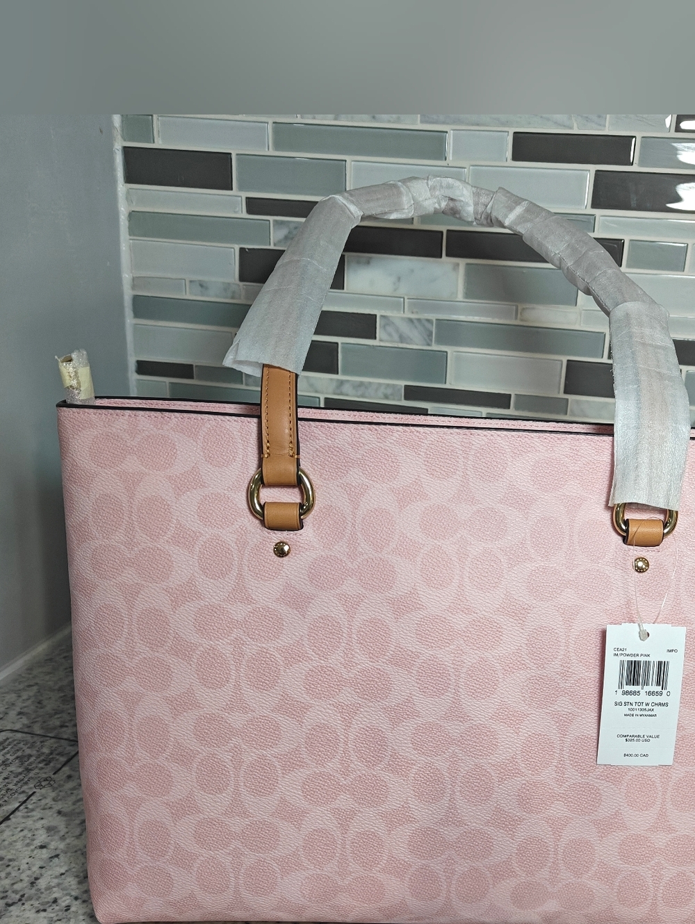 Coach Station Tote Bag In Signature Canvas (Powder pink) - Picture 8 of 16